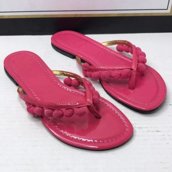 Tory Burch Shoes - TORY BURCH PINK POM POM SANDALS WOMENS SIZE 7M